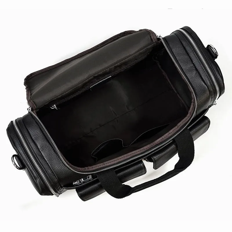CHARLEROI | Black Leather Duffle Bag