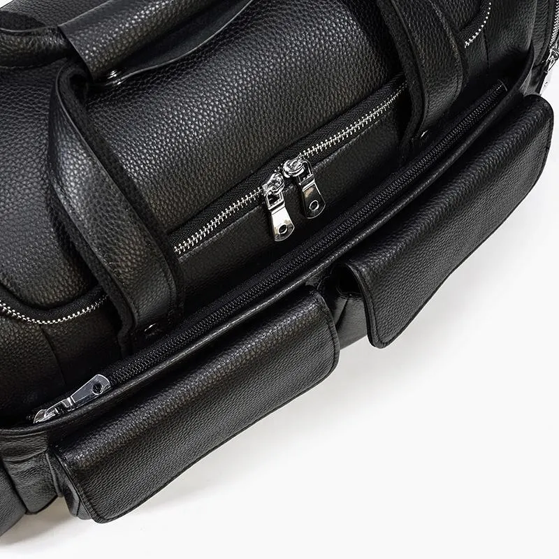 CHARLEROI | Black Leather Duffle Bag