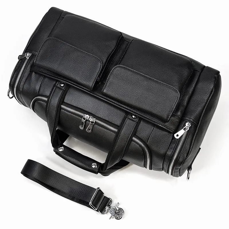 CHARLEROI | Black Leather Duffle Bag