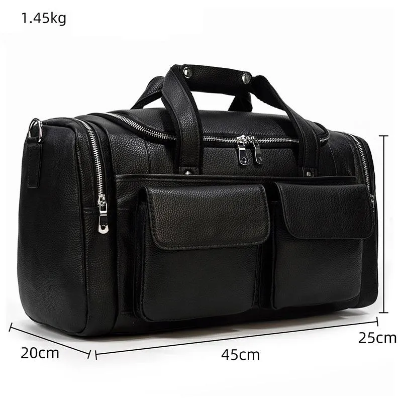CHARLEROI | Black Leather Duffle Bag