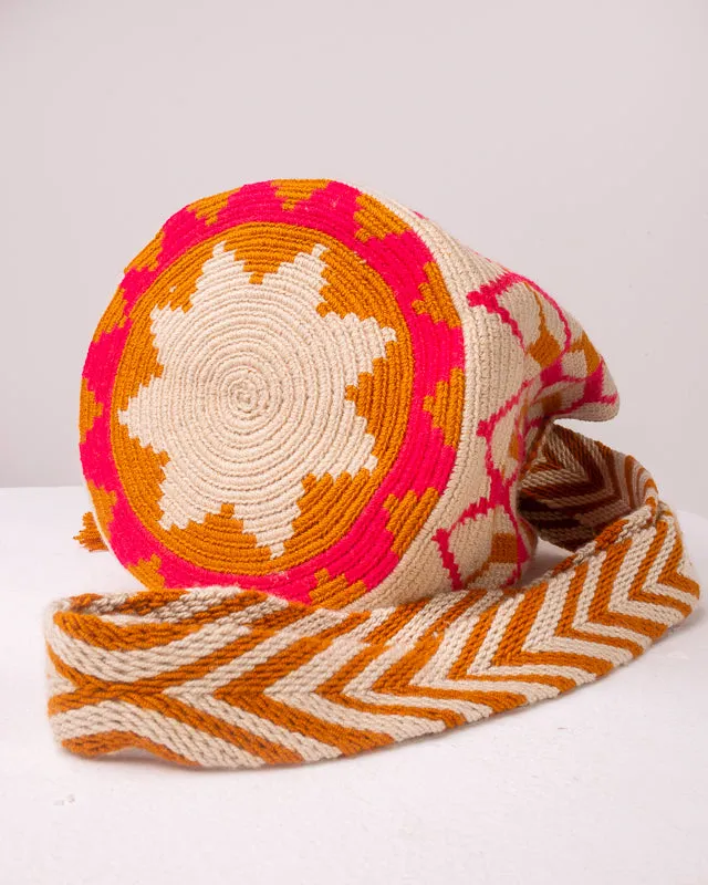 Chila Bags Lunera Bucket Handwoven Shoulder Vegan Bag - Orange