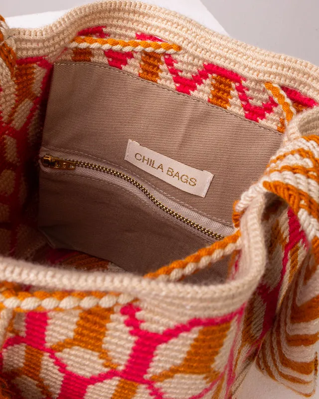 Chila Bags Lunera Bucket Handwoven Shoulder Vegan Bag - Orange