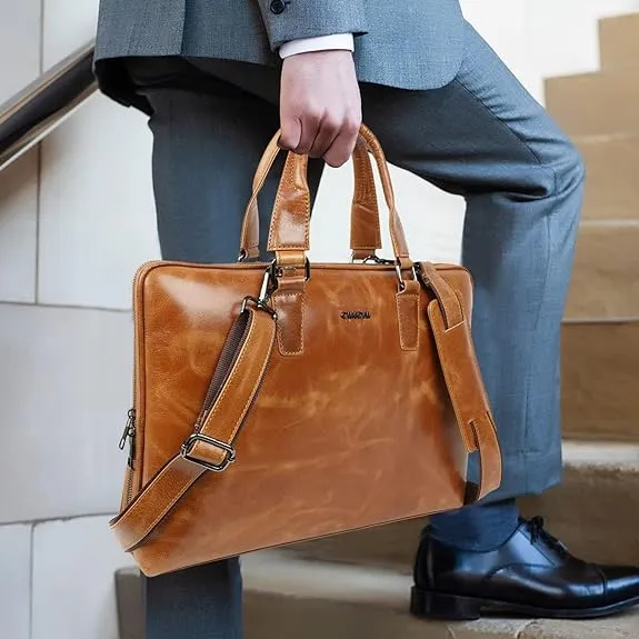 CIMONI® Premium Pure Genuine Leather Office Briefcase 15 inches Designer Laptop Bag on sale