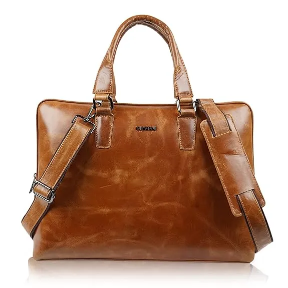 CIMONI® Premium Pure Genuine Leather Office Briefcase 15 inches Designer Laptop Bag on sale