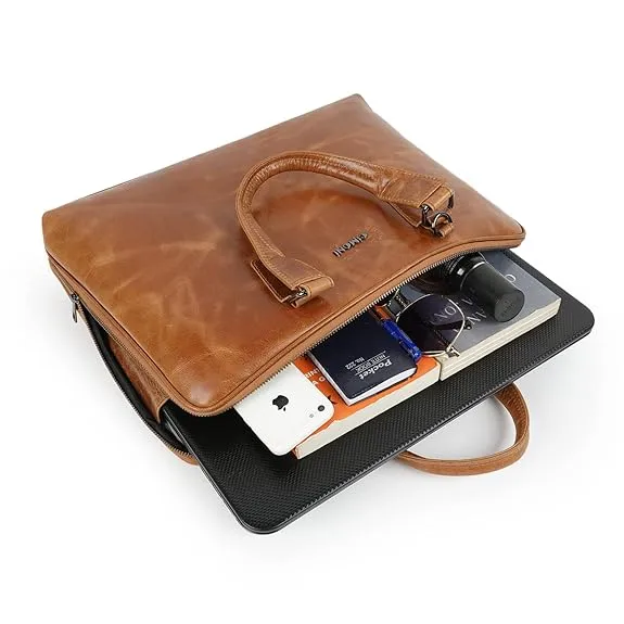 CIMONI® Premium Pure Genuine Leather Office Briefcase 15 inches Designer Laptop Bag on sale