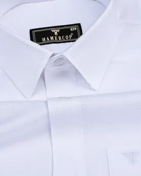 Crane White Self Check Dobby Cotton Solid Shirt