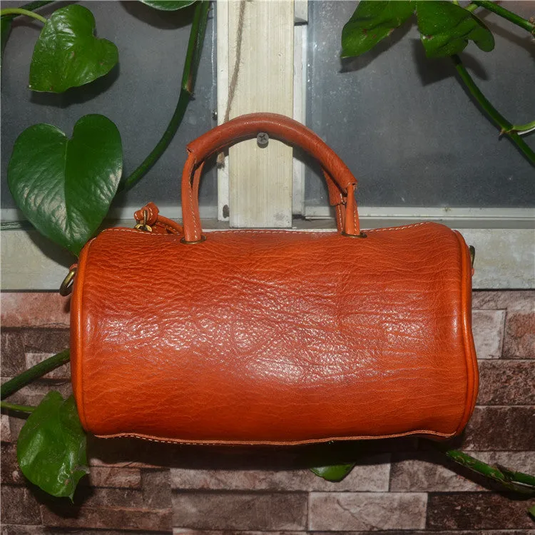 Cute Handmade Vegetable Tanned Leather Shoulder Bucket Bags