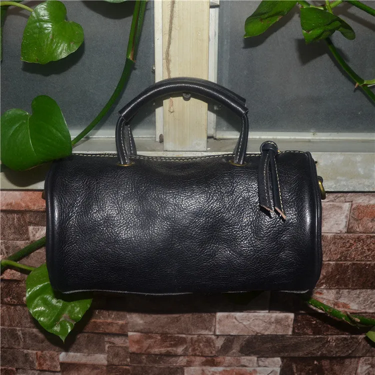 Cute Handmade Vegetable Tanned Leather Shoulder Bucket Bags