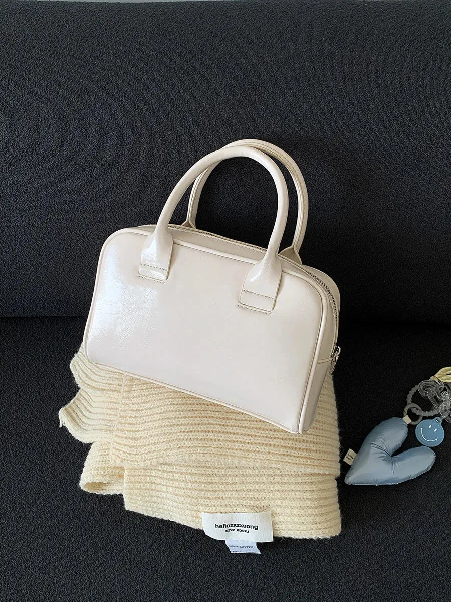 Fashion Retro Women Small Pillow Silver Handbags and Purses Winter Leather Crossbody Bags Lady Shoulder Bags