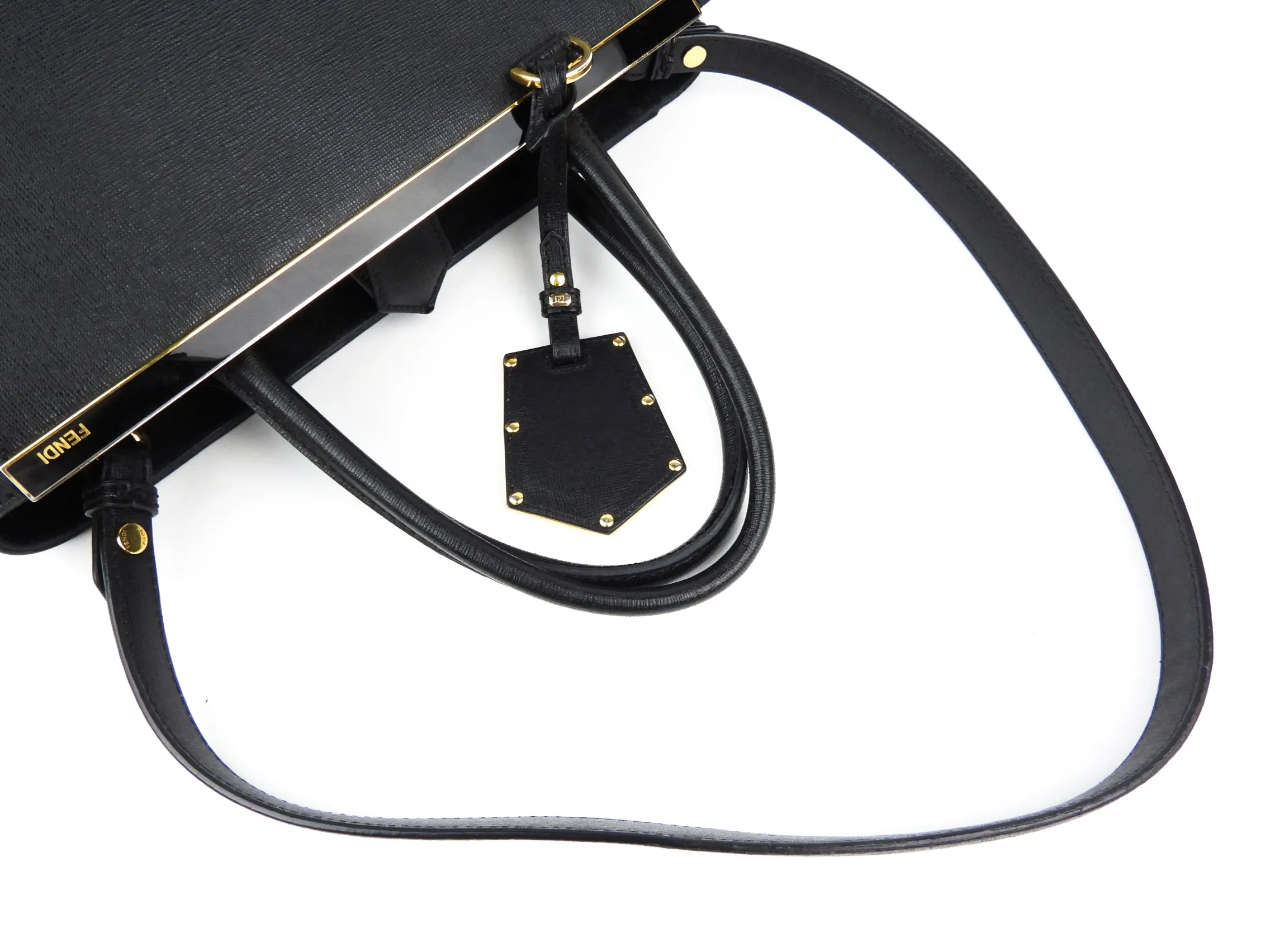Fendi Black Leather 2Jours Two Way Tote Bag
