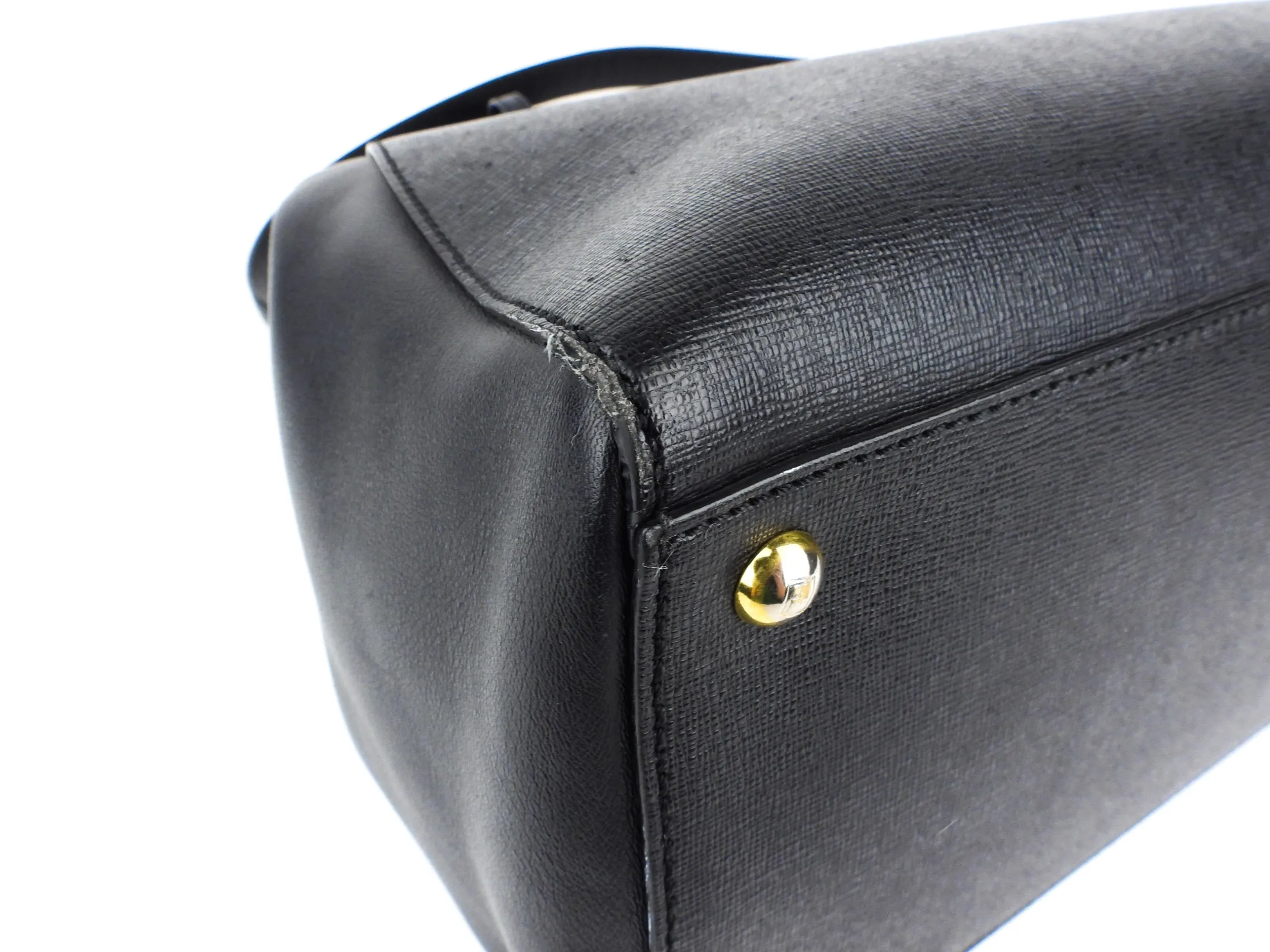 Fendi Black Leather 2Jours Two Way Tote Bag
