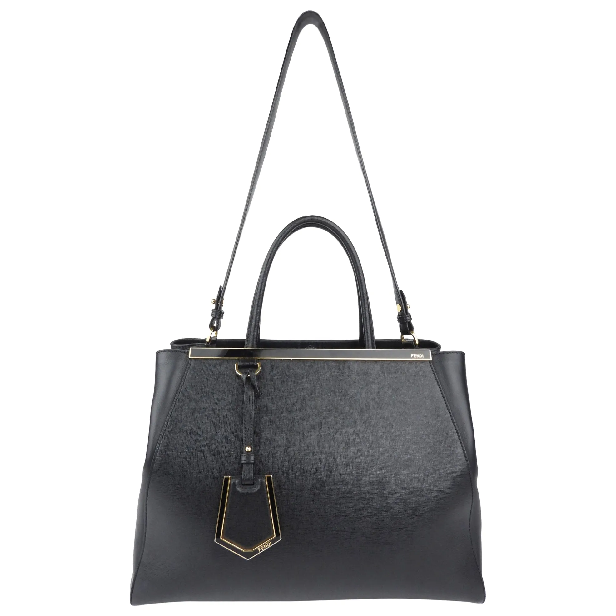 Fendi Black Leather 2Jours Two Way Tote Bag