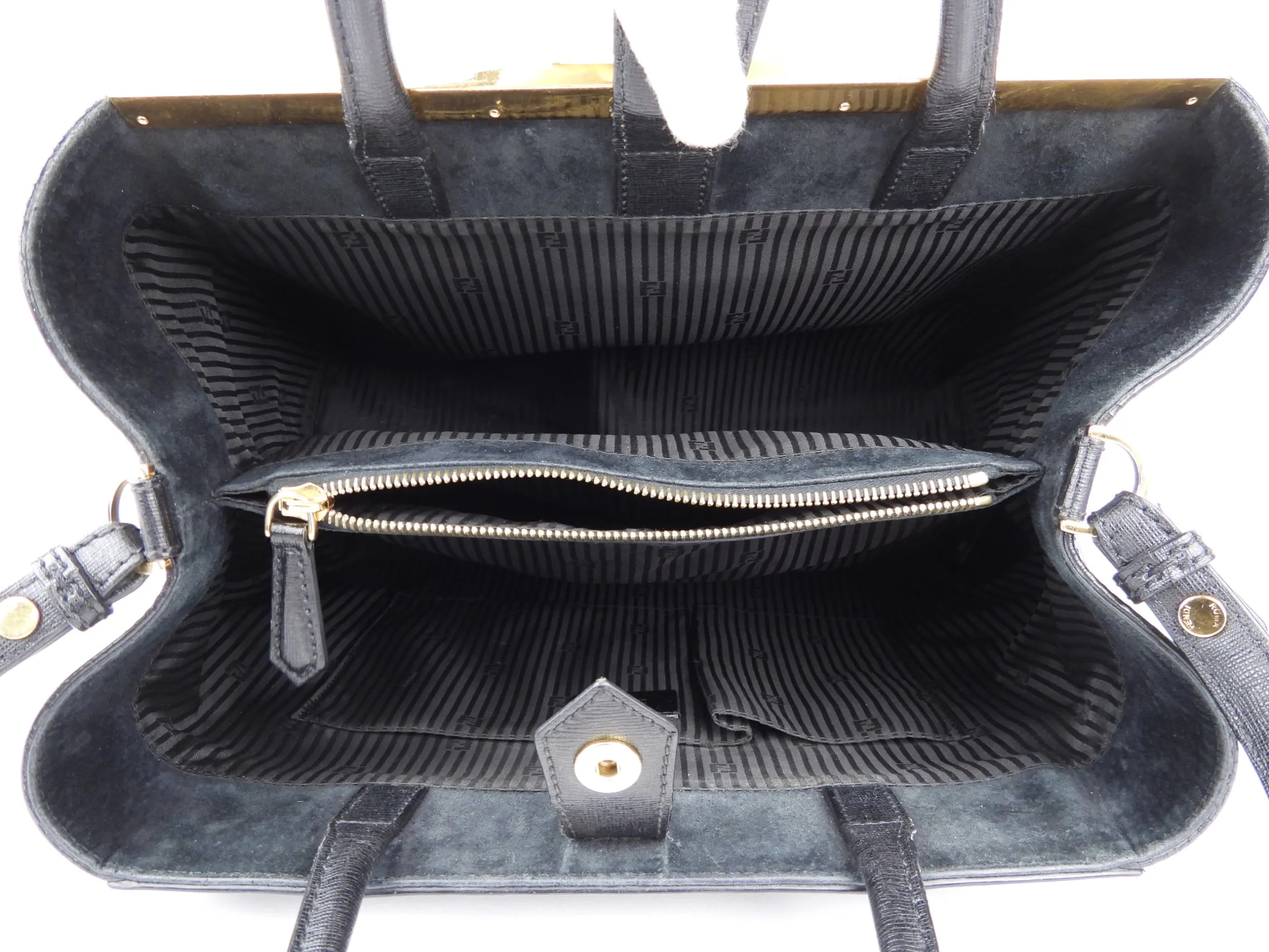 Fendi Black Leather 2Jours Two Way Tote Bag
