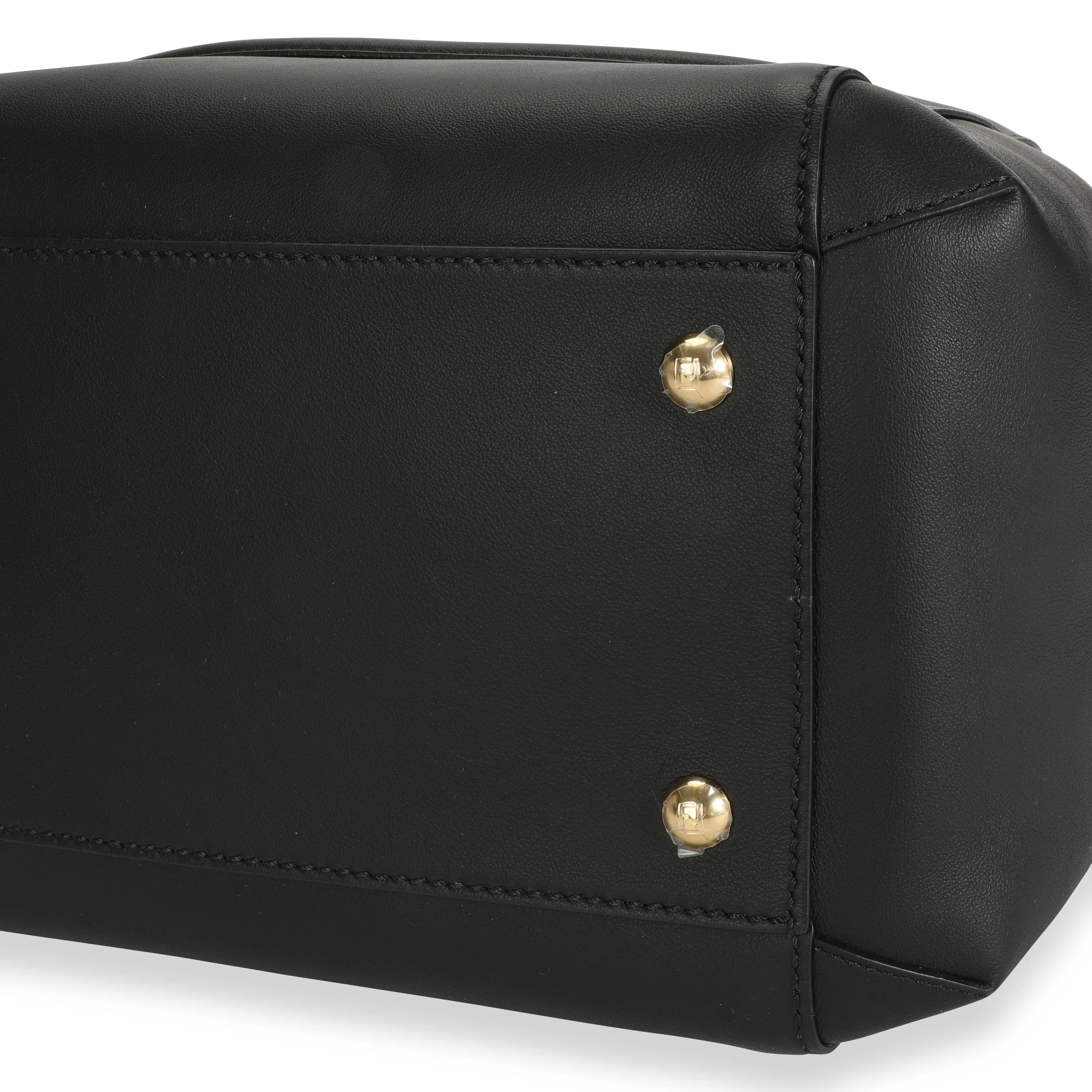FENDI Black Vitello Leather Karligraphy Chain Bucket Bag