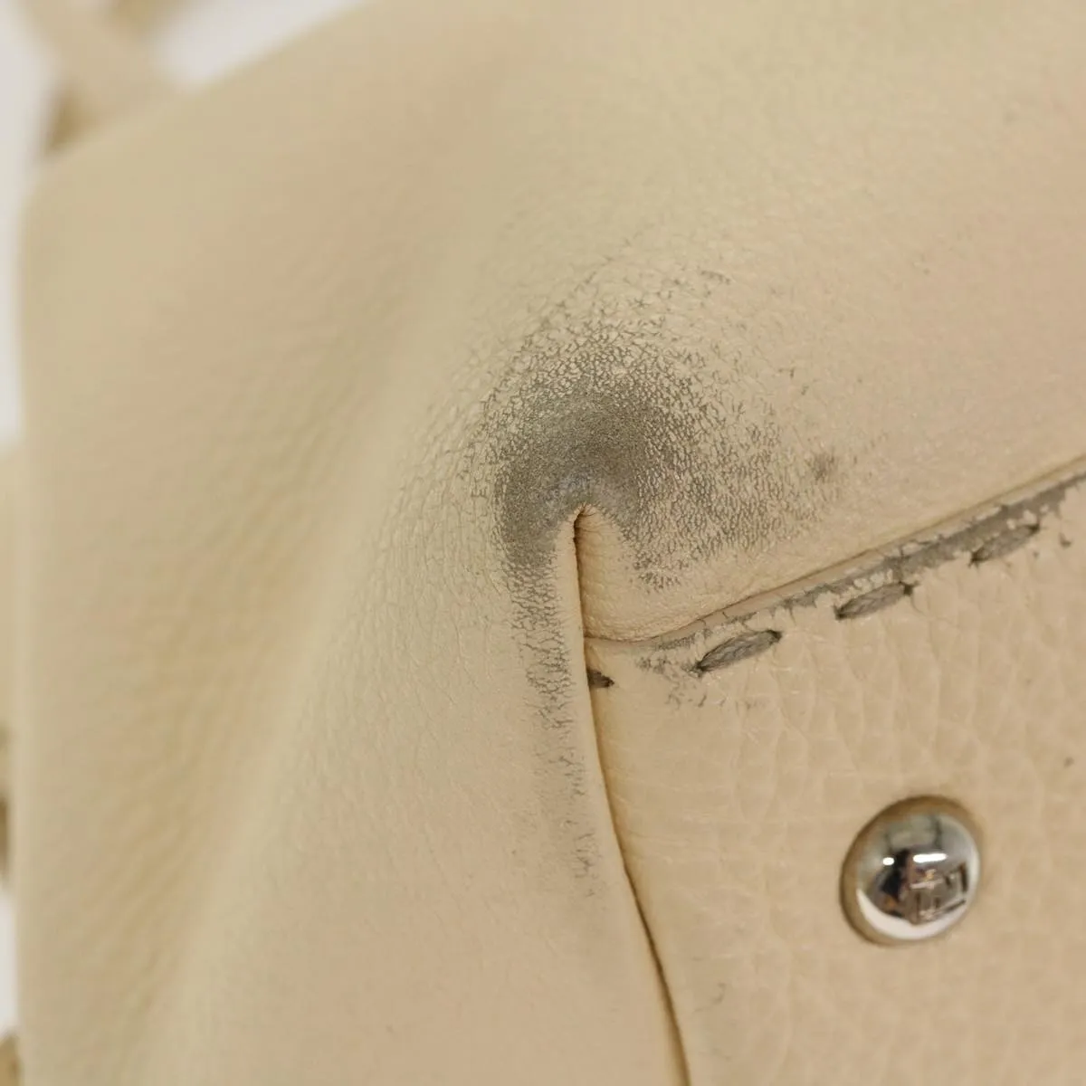 FENDI Celeria Hand Bag Leather Beige  rd4791