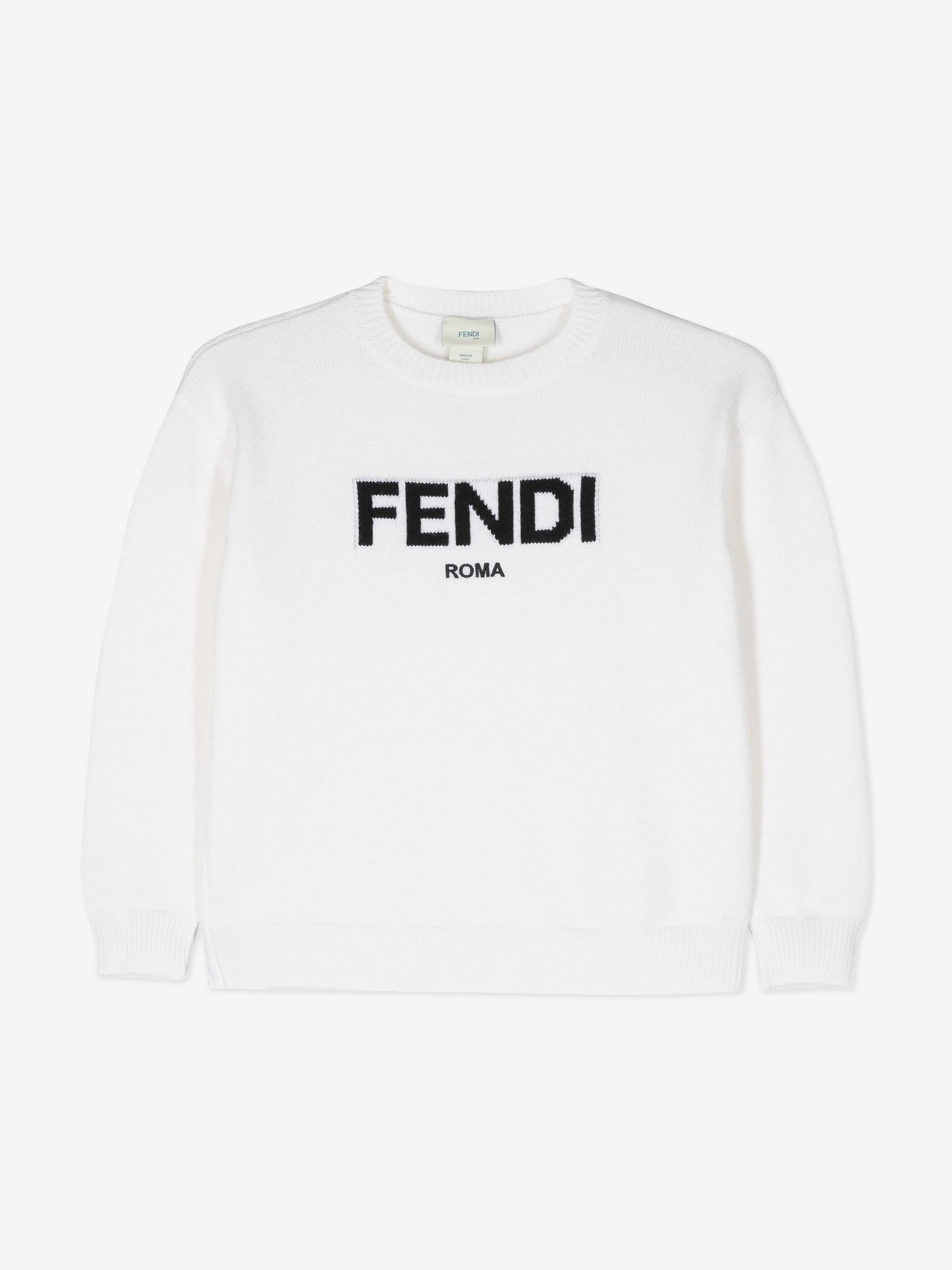 Fendi Kids Wool Knit Jumper in White