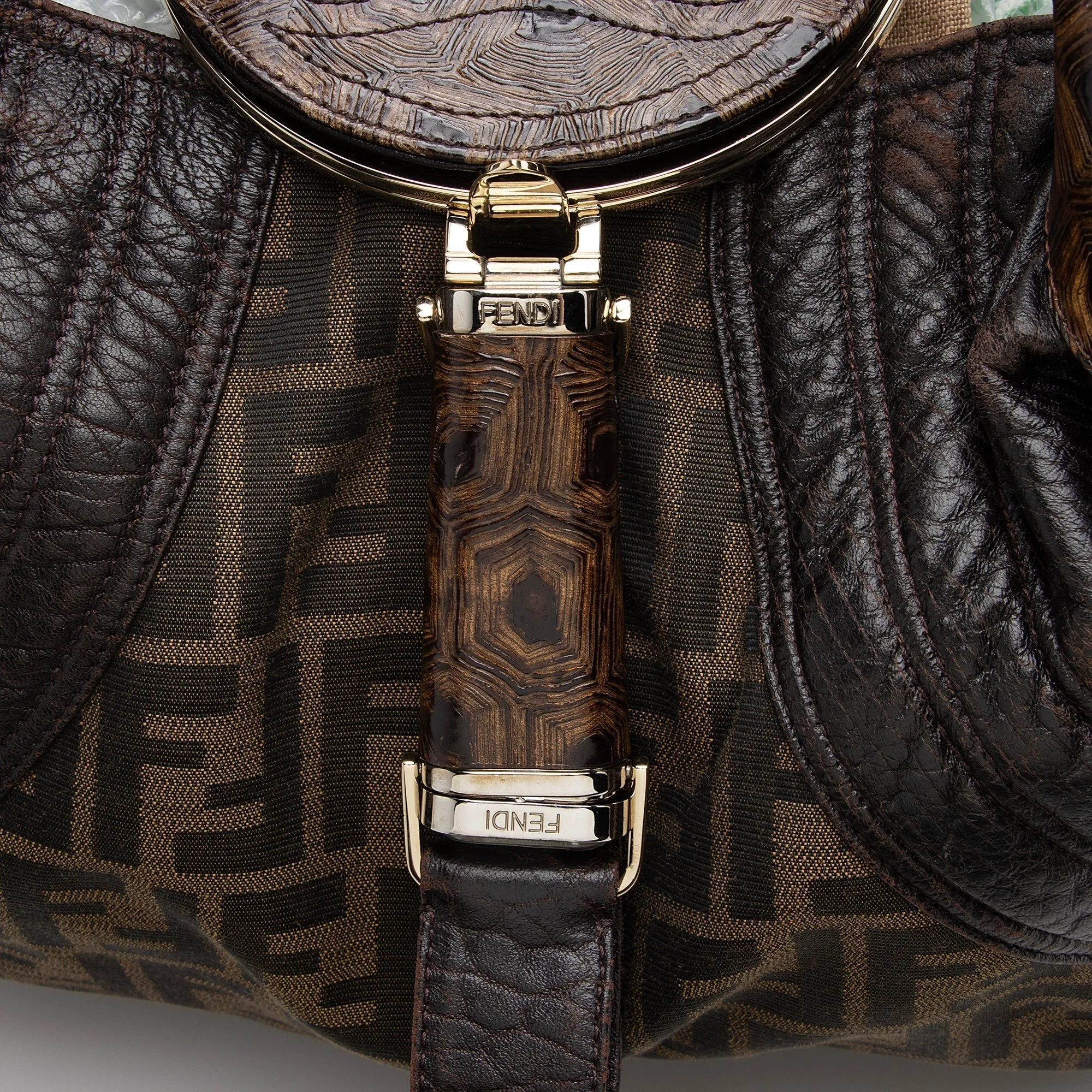 Fendi Tortuga Leather Zucca Spy Satchel (SHF-22711)