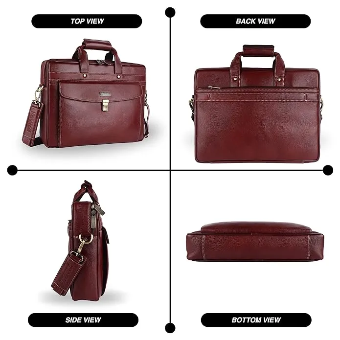 Genuine Leather Laptop Messenger Bag For Men - It Comes With 1 Year Warranty