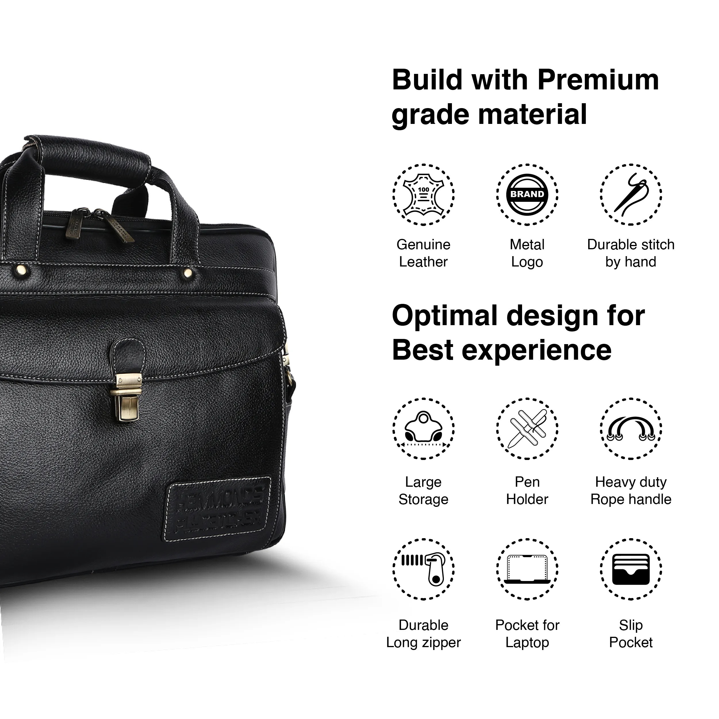 Genuine Leather Laptop Messenger Bag For Men - It Comes With 1 Year Warranty