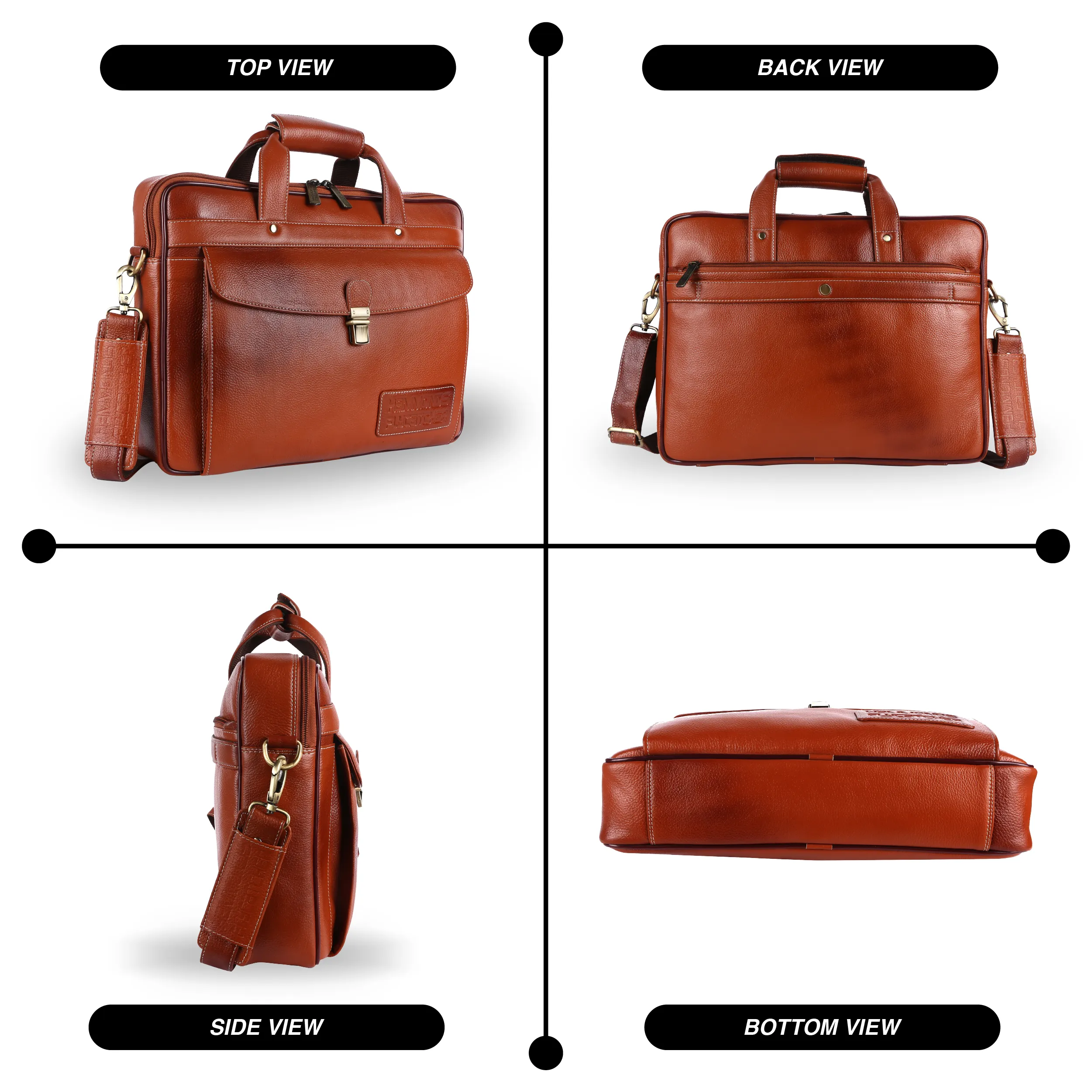 Genuine Leather Laptop Messenger Bag For Men - It Comes With 1 Year Warranty