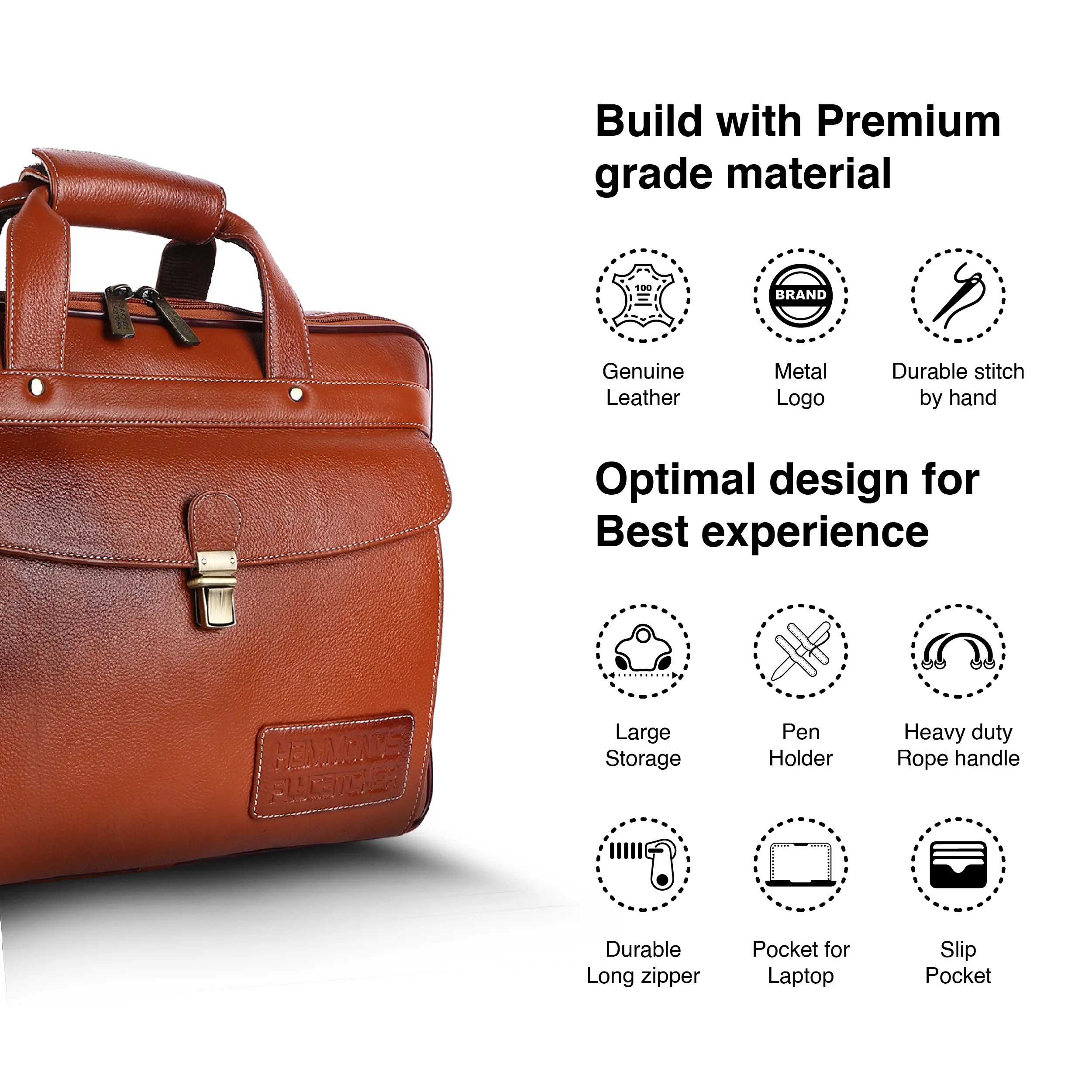 Genuine Leather Laptop Messenger Bag For Men - It Comes With 1 Year Warranty