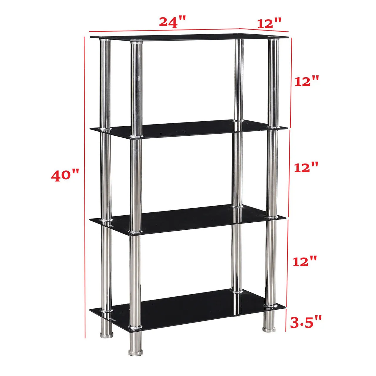 Go Green Woods Jane Decorative Glass 4 Tier Shelves Bookcase