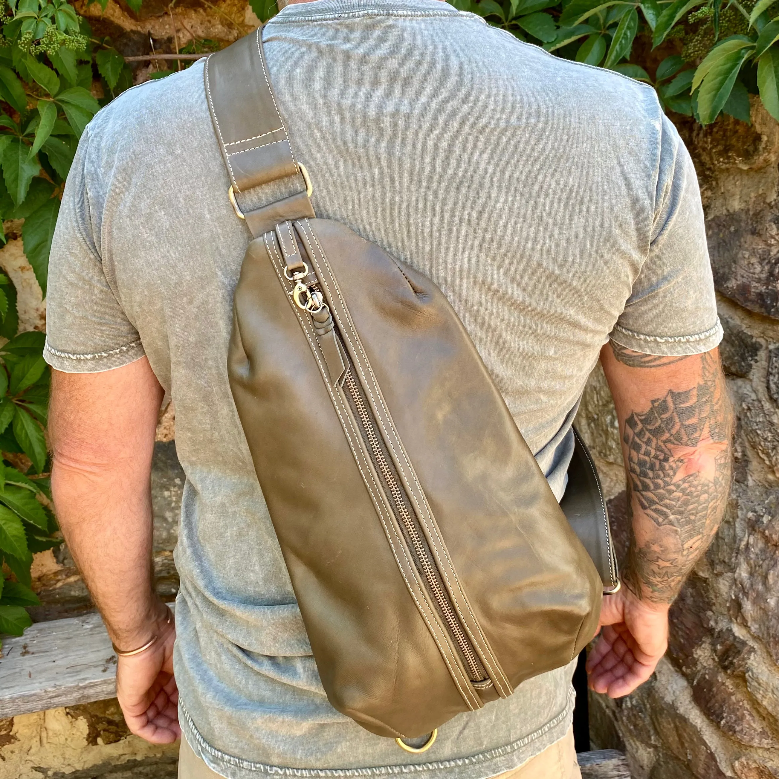 Jason Leather Sling Chest Bag