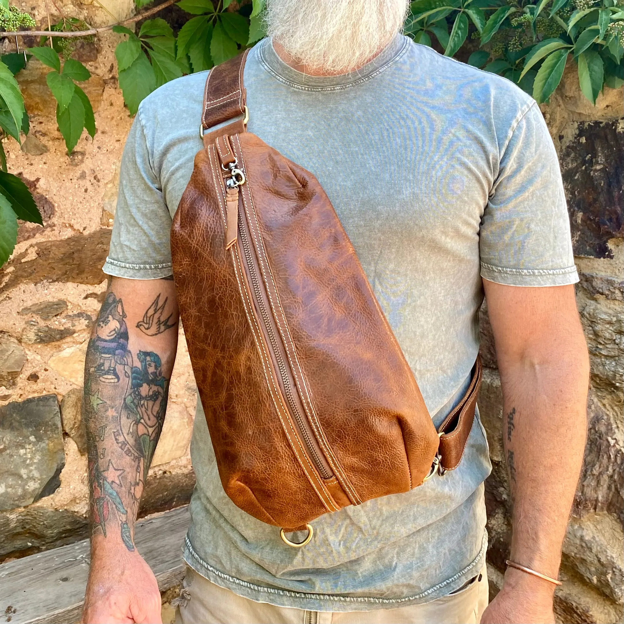 Jason Leather Sling Chest Bag