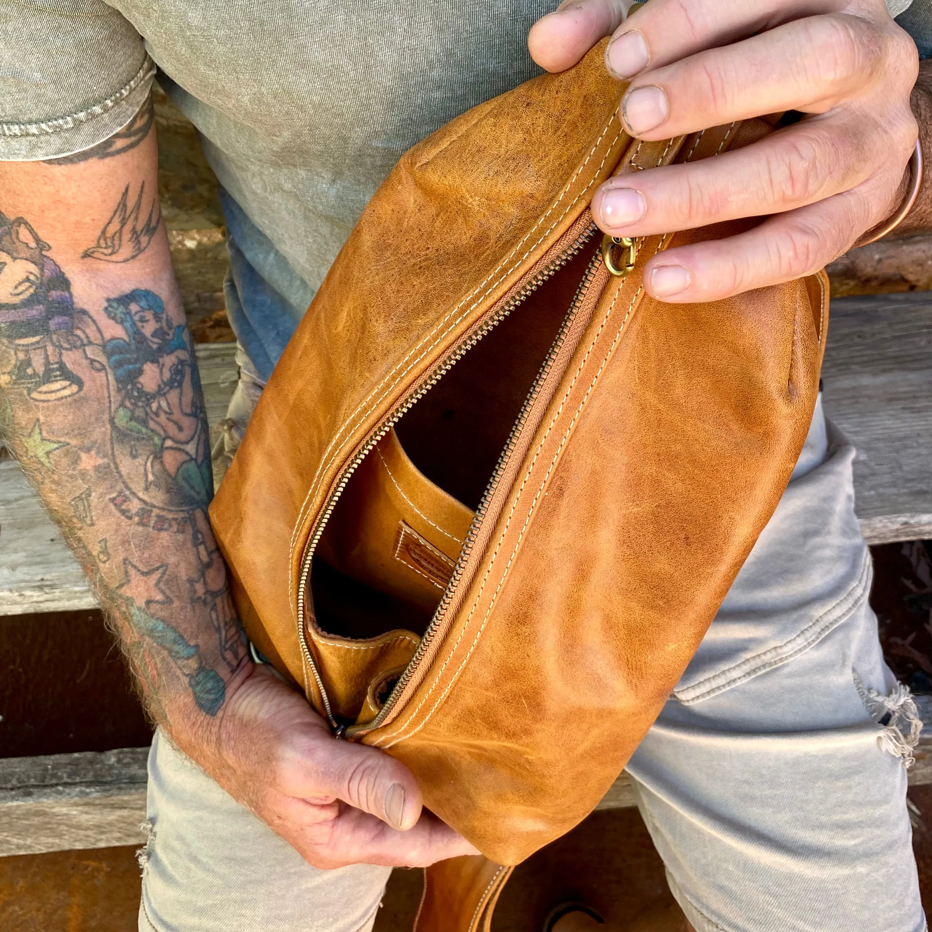 Jason Leather Sling Chest Bag
