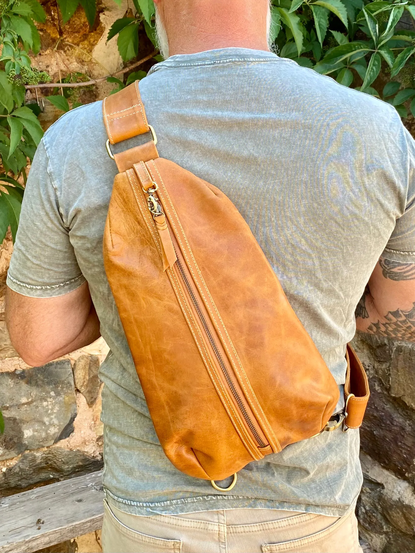 Jason Leather Sling Chest Bag