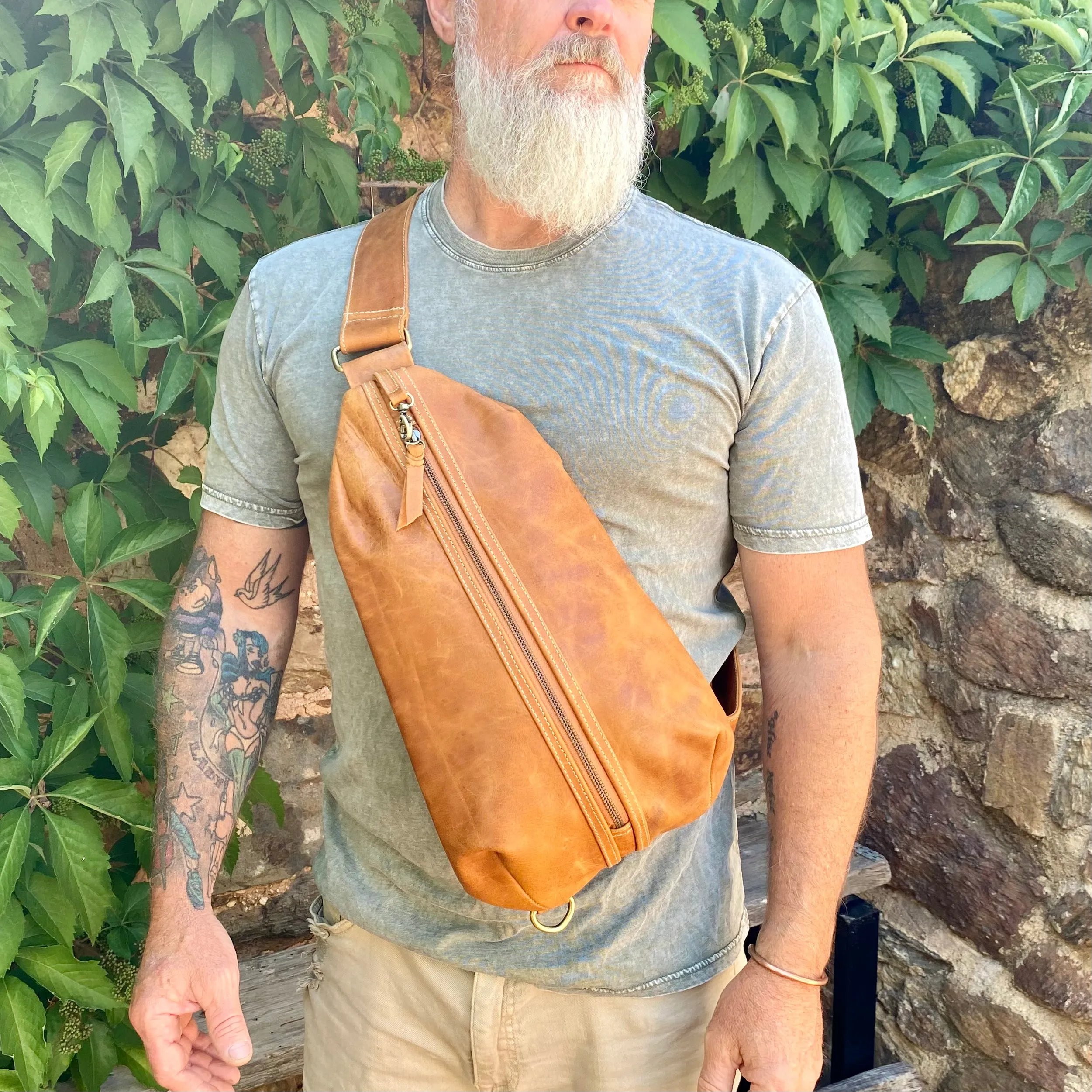 Jason Leather Sling Chest Bag
