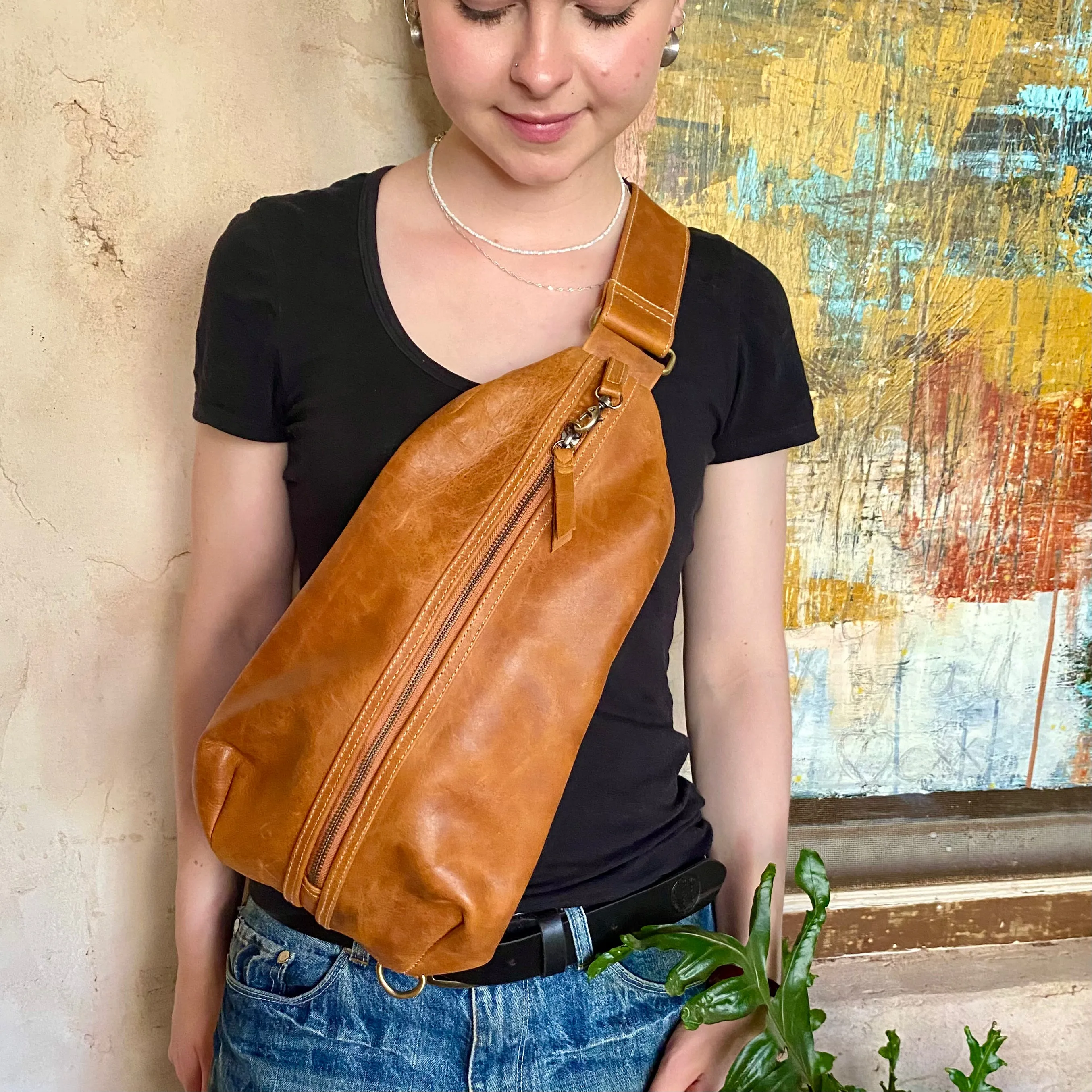 Jason Leather Sling Chest Bag