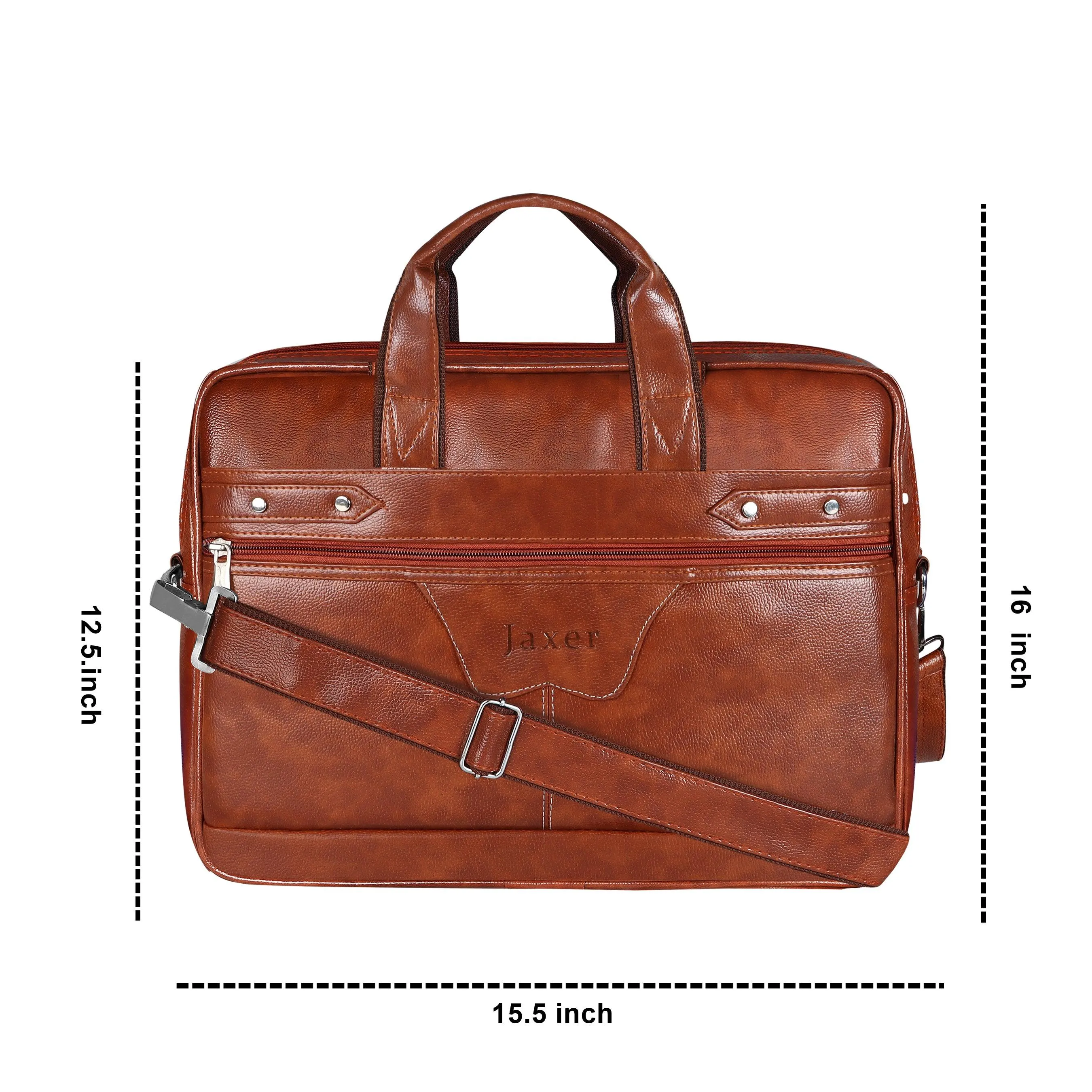 Jaxer Tan Leather Laptop Messenger Bag for Men - JXRMB019