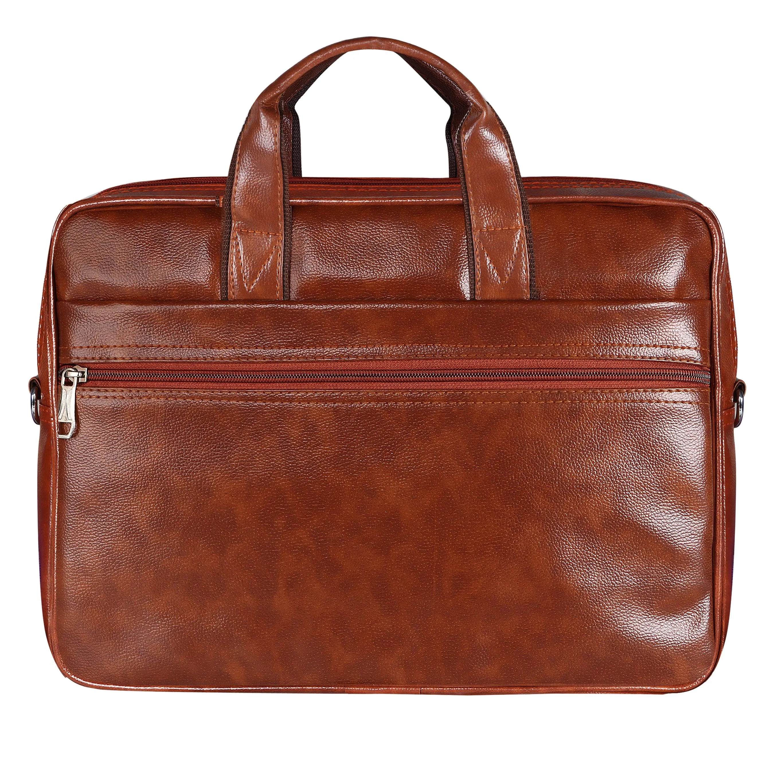 Jaxer Tan Leather Laptop Messenger Bag for Men - JXRMB019