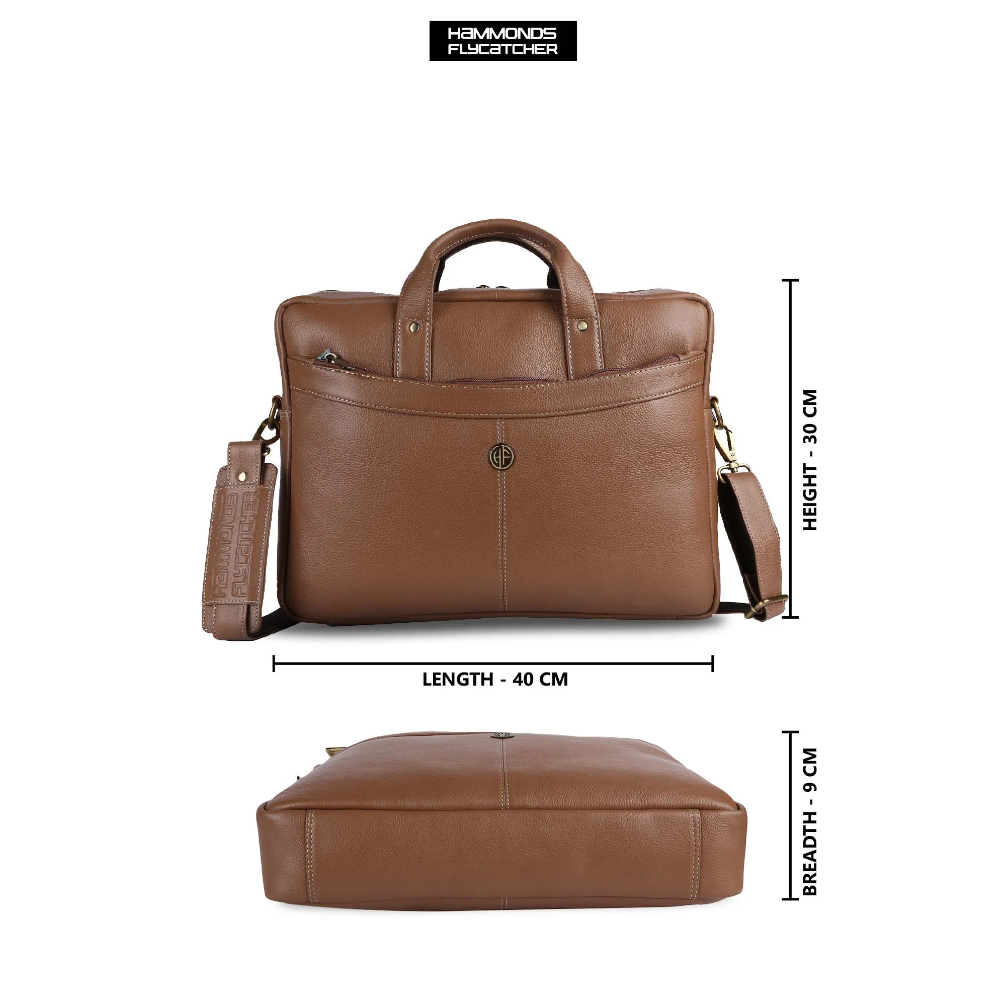 Leather Laptop Messenger Bag for Men with Multiple Compartments - Fits up to 16 Inch Laptop - 1 Year Warranty
