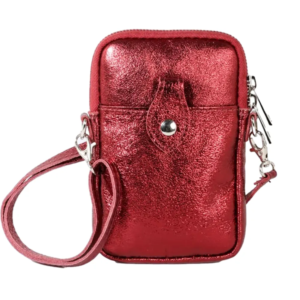 Maison Fanli Phone Pouch -Metallic Bordeaux