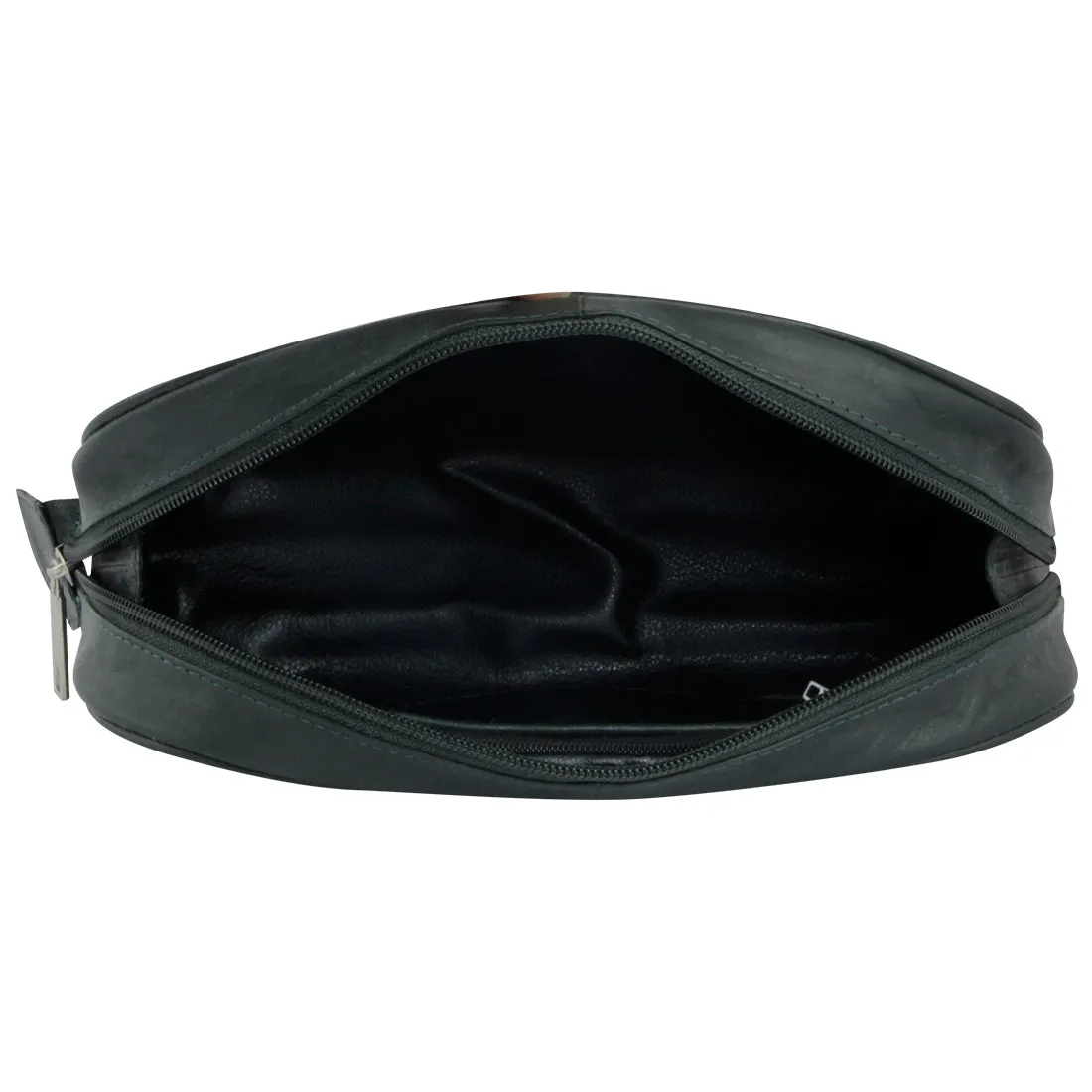 Malia Olive Leather Wash Bag for Men and Women