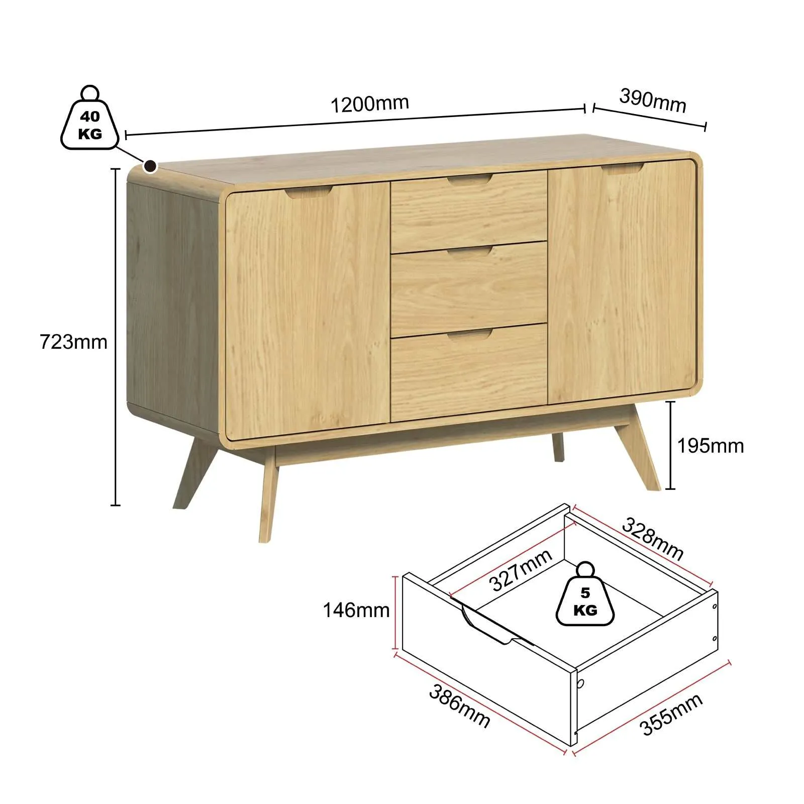 MerryLuk Mid Century Sideboard