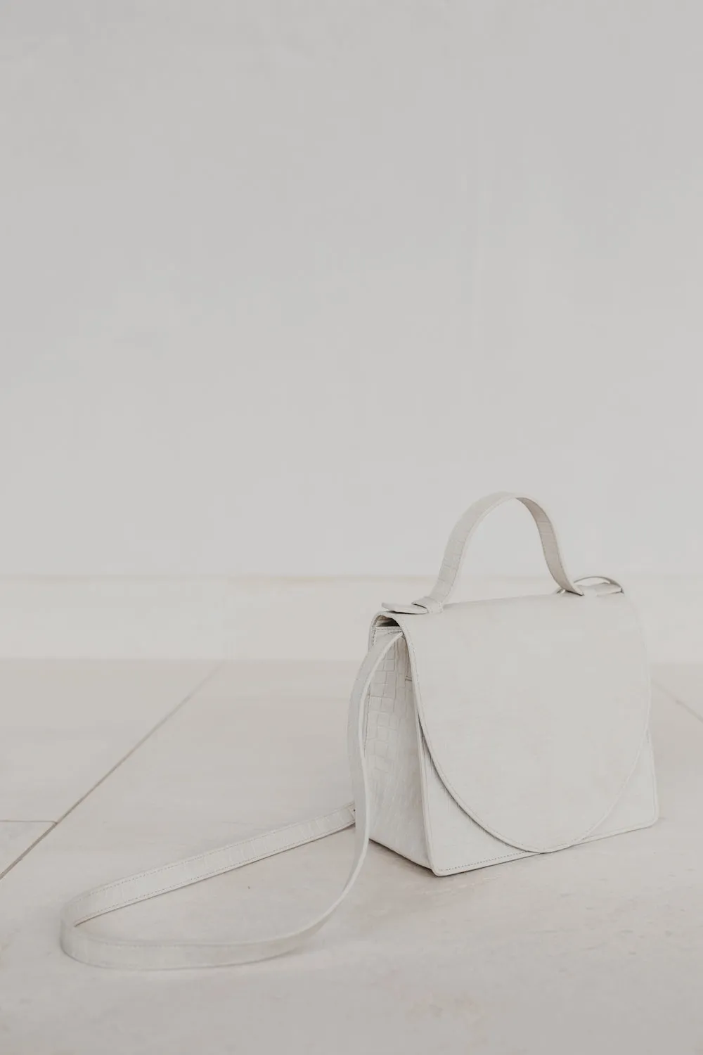 Mini Briefcase | White Croco Mat