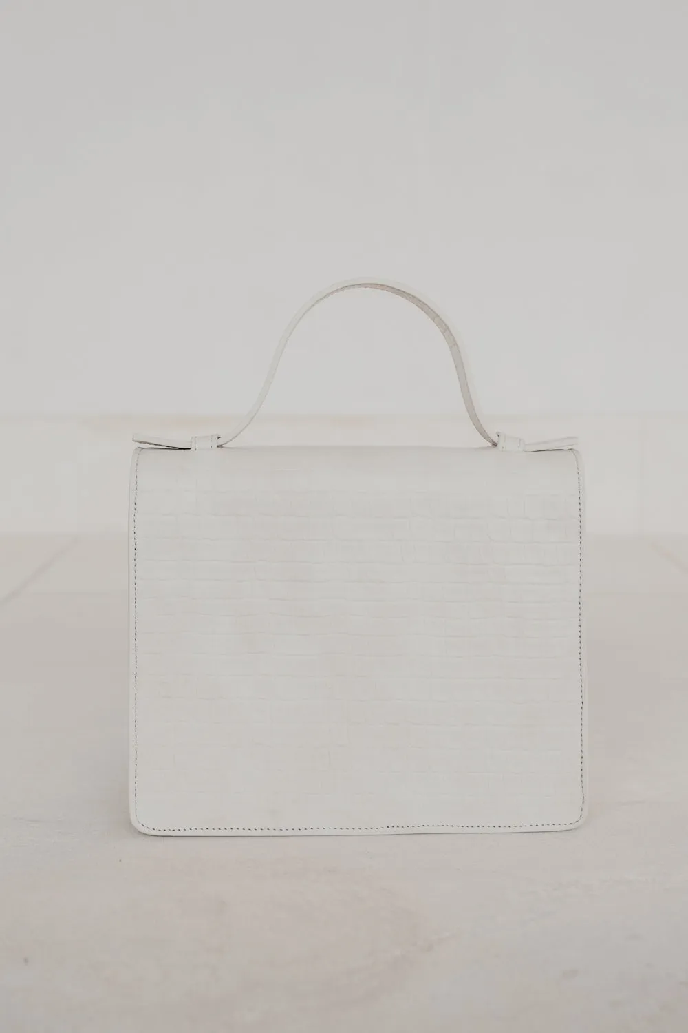 Mini Briefcase | White Croco Mat