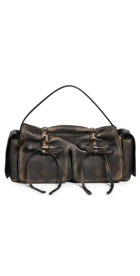 Multipocket Vintage Shoulder Bag Dark Brown/Beige One Size