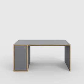 Plywood Desk with Storage Type 1 LH - Door - Formica Tornado Grey - 1600(w) x 800(d) x 750(h)