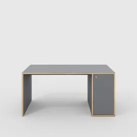 Plywood Desk with Storage Type 1 RH - Door - Formica Tornado Grey - 1600(w) x 800(d) x 750(h)