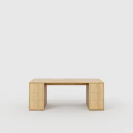 Plywood Desk with Storage Type 2 - Drawers - Plywood Oak - 2000(w) x 800(d) x 750(h)