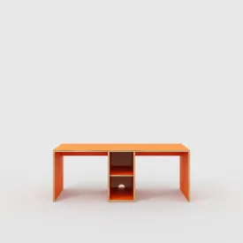 Plywood Desk with Storage Type 3 - Shelf - Formica Levante Orange - 2000(w) x 800(d) x 750(h)