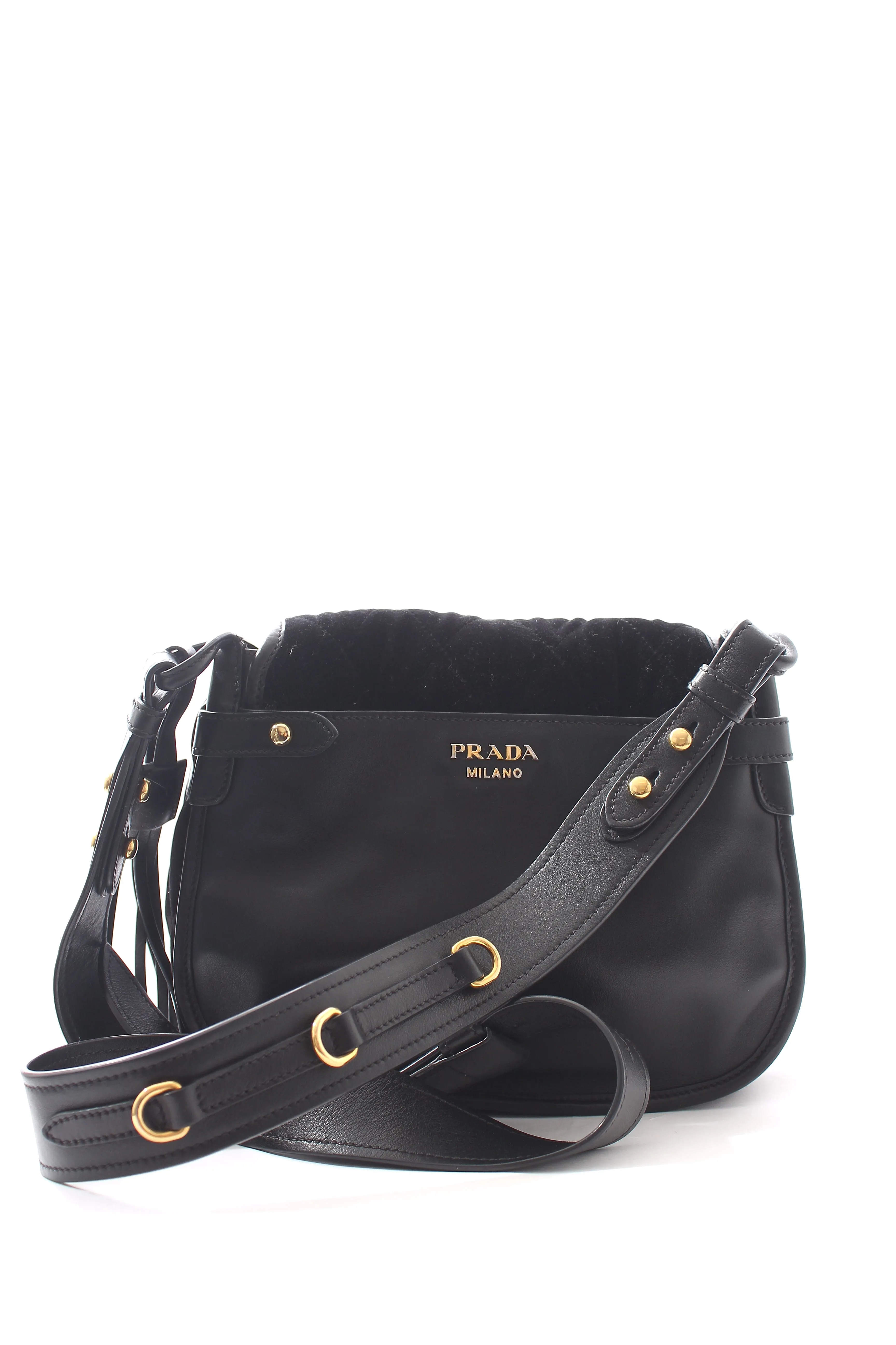 Prada Corsaire Quilted Velvet and Calfskin Shoulder Bag