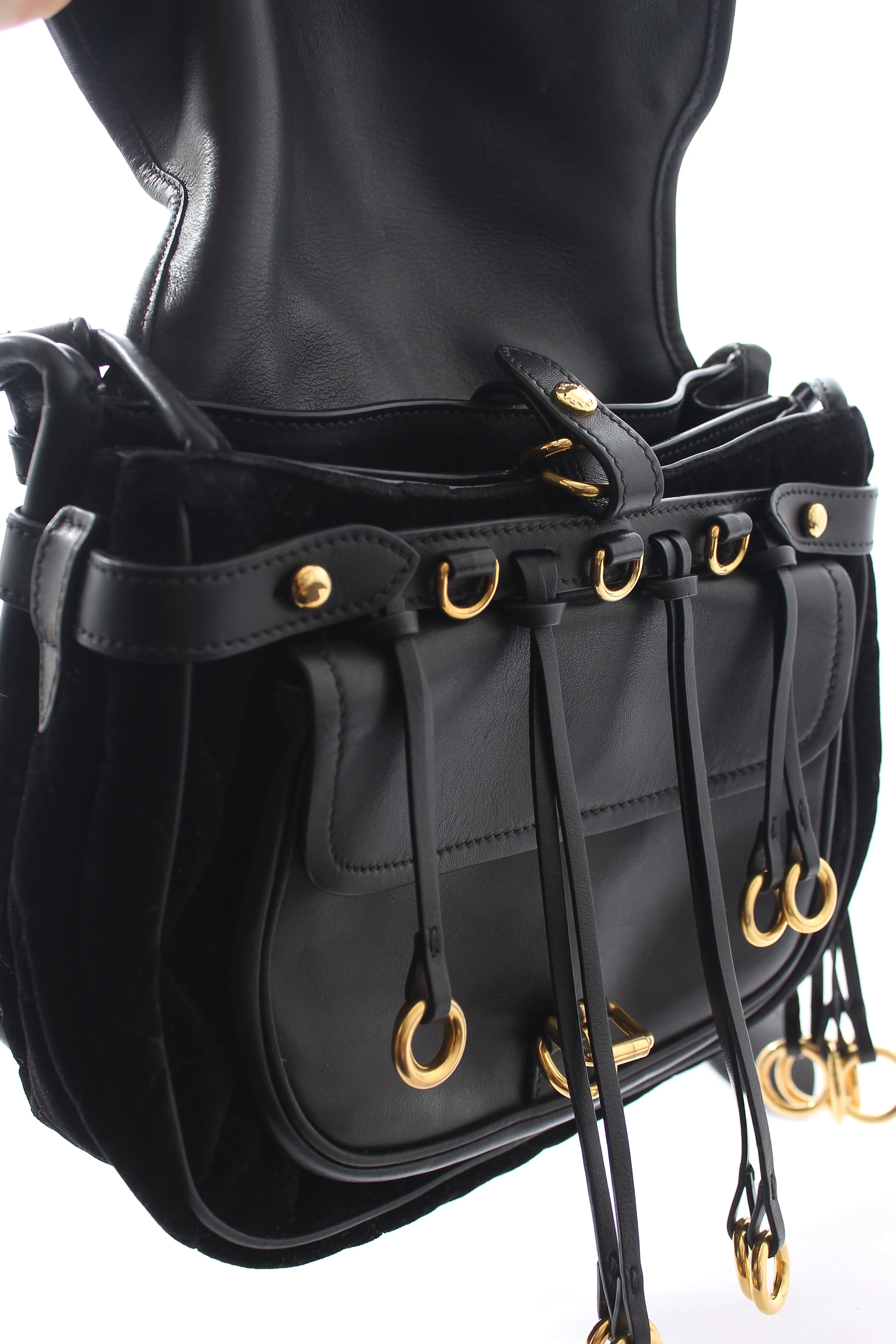 Prada Corsaire Quilted Velvet and Calfskin Shoulder Bag