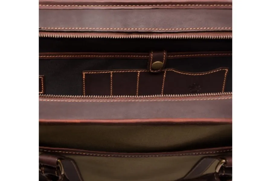 Putney Canvas Briefcase - Olive