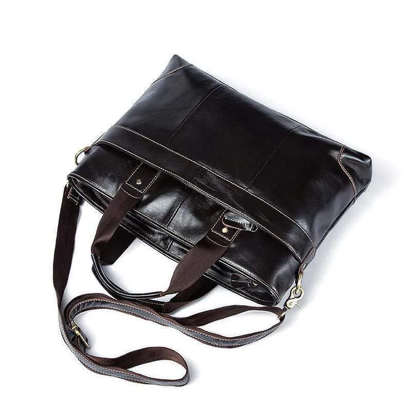 Rossie Viren Vintage Leather Briefcase Laptop Messenger Bag BookBag Daypack