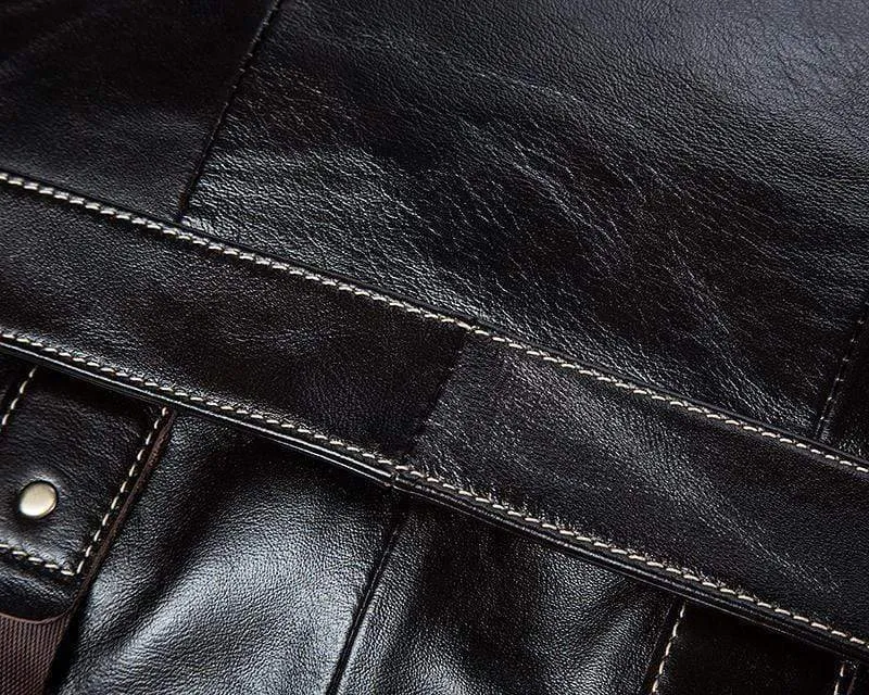 Rossie Viren Vintage Leather Briefcase Laptop Messenger Bag BookBag Daypack